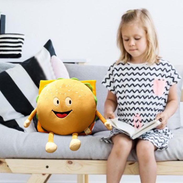 בובה רכה המבורגר מחייכת – מתנה מושלמת לילדים – תמונה 6
