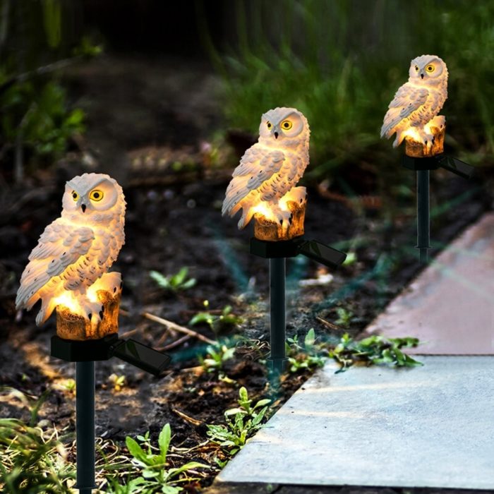 מנורות ינשוף סולאריים לגינה ולמרפסת – סט 5 יחידות – תמונה 6