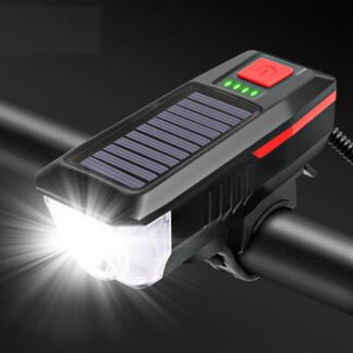 פנס סולארי לאופניים עם צופר 120 דציבל וטעינת USB