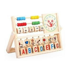 משחקיית חשבוניה לילדים מעץ ללימוד מספרים ושעון – תמונה 3