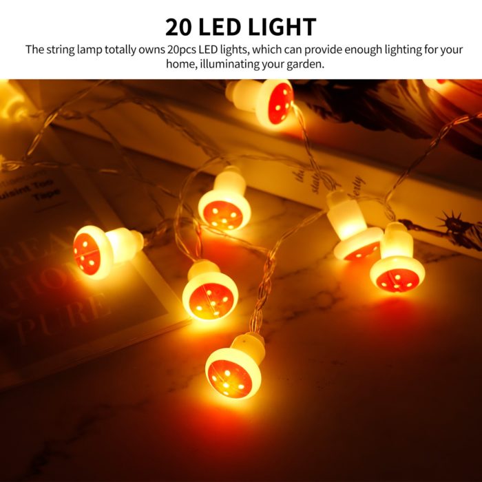 תאורת פטריות לגינה ולבית – 20 נורות LED חמות – תמונה 3