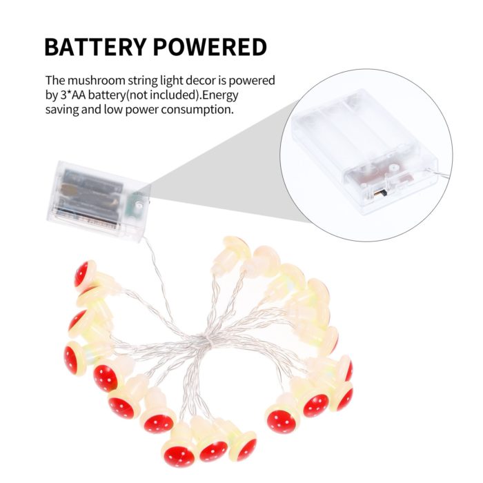 תאורת פטריות לגינה ולבית – 20 נורות LED חמות – תמונה 5