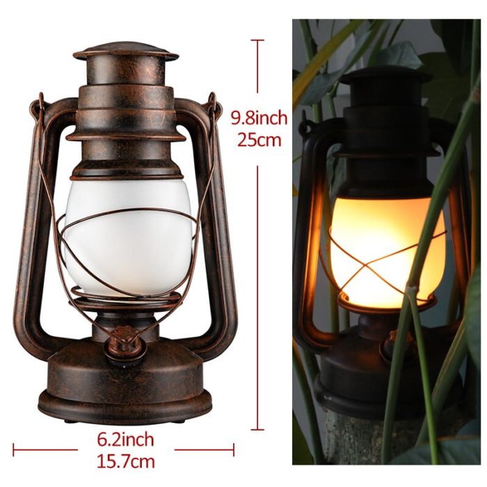 עששית קמפינג וינטג' רטרו עם LED על סוללות לתלייה – תמונה 6
