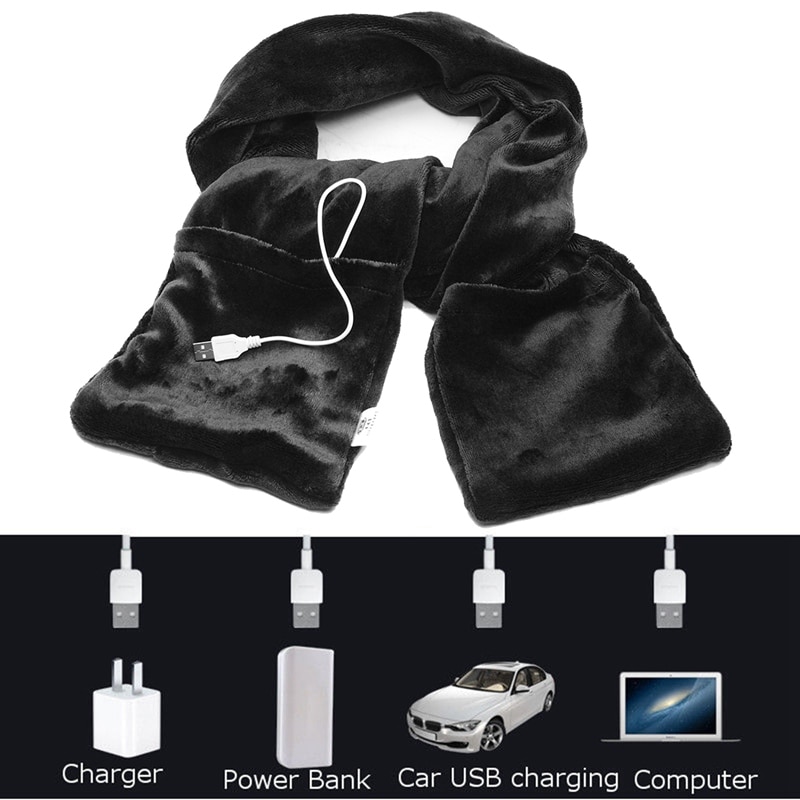 צעיף חימום חשמלי USB עם כיסי כפפה לחורף – תמונה 3