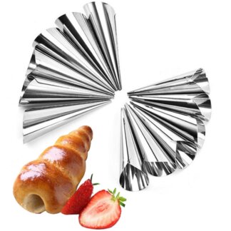 קונוסי מתכת למאפים וקרואסונים מנירוסטה – סט 12 יחידות