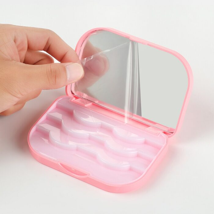 קופסה לריסים מלאכותיים עם מראה מובנית לאחסון ונשיאה – תמונה 4