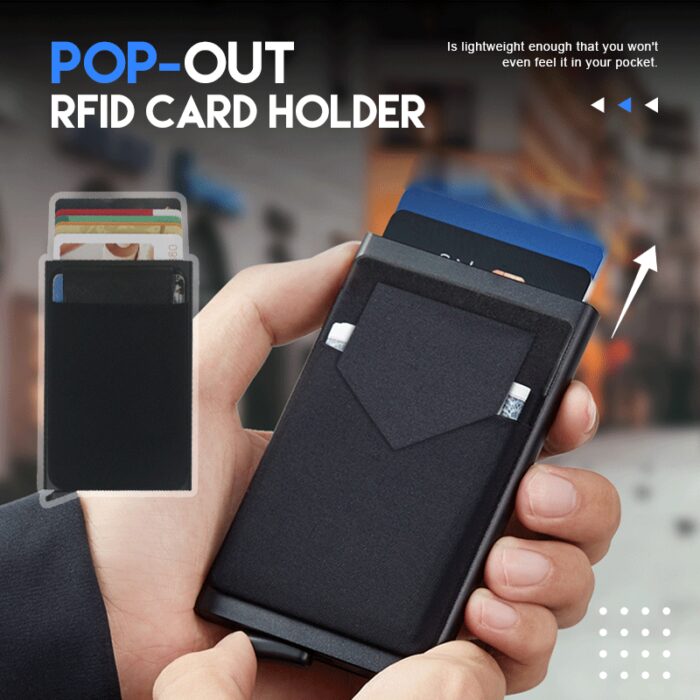 ארנק סליידר כרטיסים מתכתי עם חסימת RFID אלגנטי – תמונה 3