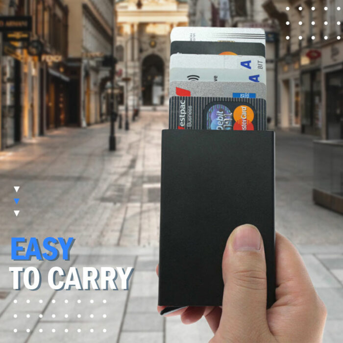 ארנק סליידר כרטיסים מתכתי עם חסימת RFID אלגנטי – תמונה 4