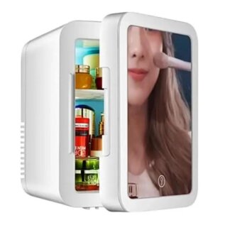מיני מקרר איפור 4 ליטר עם מראת LED – לבית וברכב