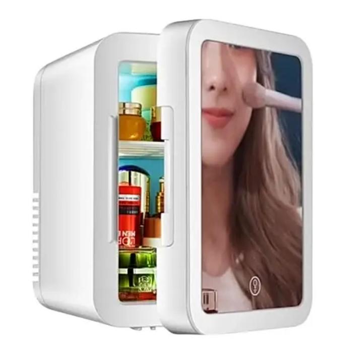 מיני מקרר איפור 4 ליטר עם מראת LED – לבית וברכב