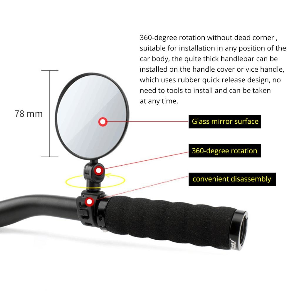 מראת צד לאופניים מתכווננת 360° לנסיעה בטוחה – תמונה 3