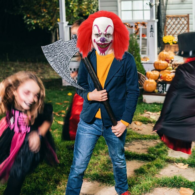 מסכת ליצן מפחיד מלטקס איכותי לתחפושות פורים והאלווין – תמונה 3