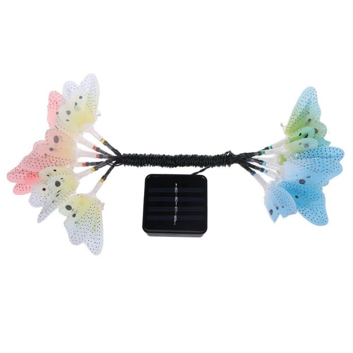 פרפרים סולאריים לגינה עם תאורת LED צבעונית - סט 12 יחידות – תמונה 6