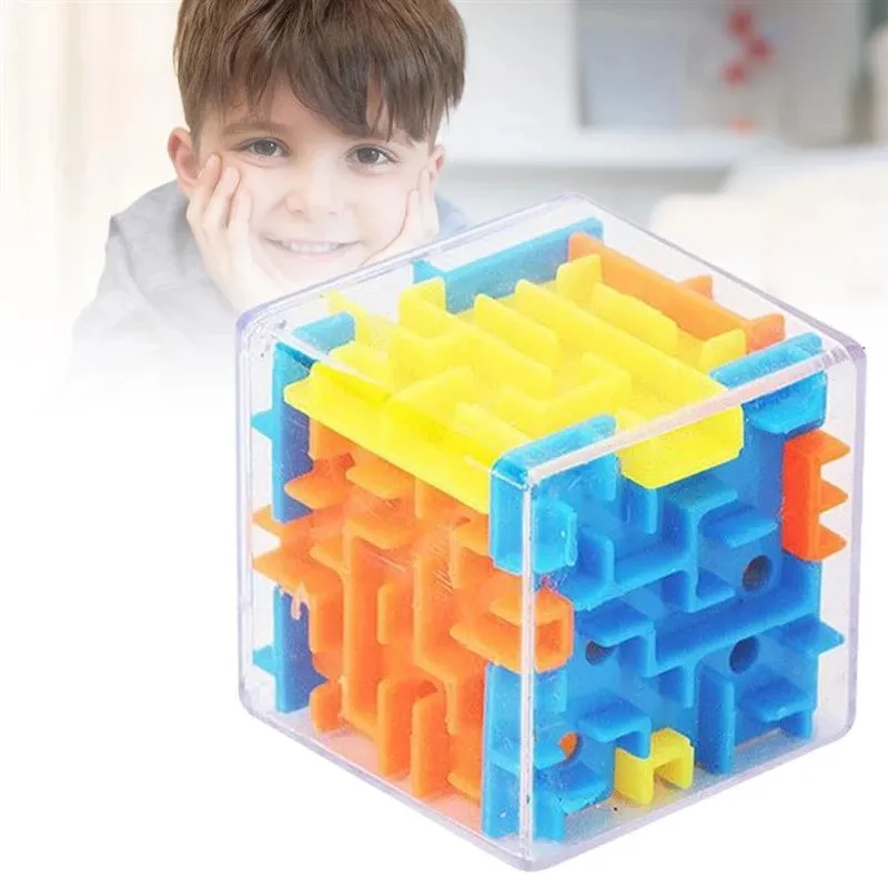 קוביית מבוך תלת מימדית שקופה עם כדור להפגת מתחים – תמונה 2