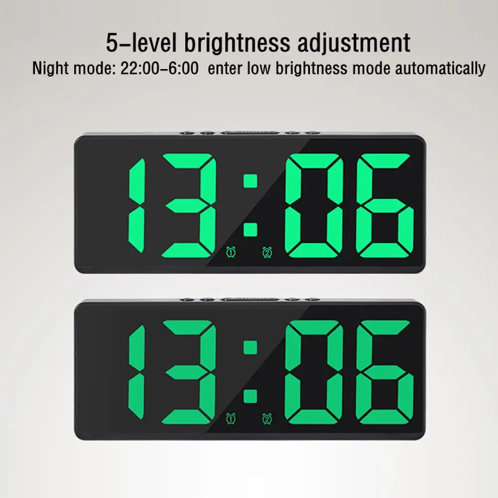 שעון דיגיטלי שולחני LED עם מעורר, תאריכון ומד טמפרטורה – תמונה 4