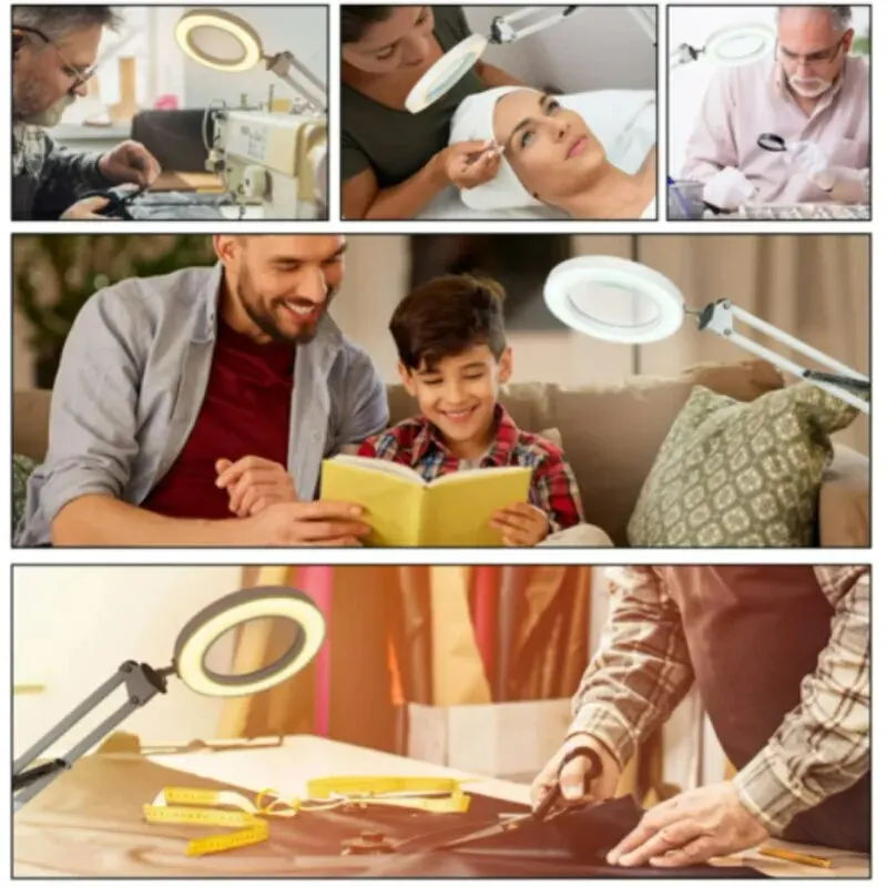 זכוכית מגדלת עם תאורת LED וזרוע מתכווננת לשולחן – תמונה 6