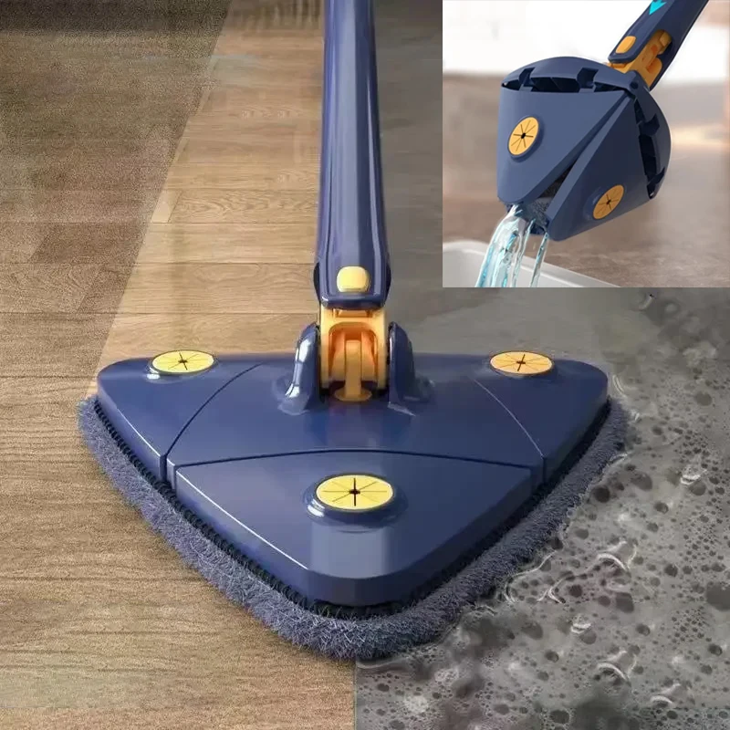 מגב טלסקופי משולש מסתובב 360° לניקוי רטוב ויבש