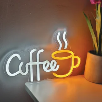 שלט ניאון קפה LED עם כיתוב Coffee לעיצוב הבית והמשרד