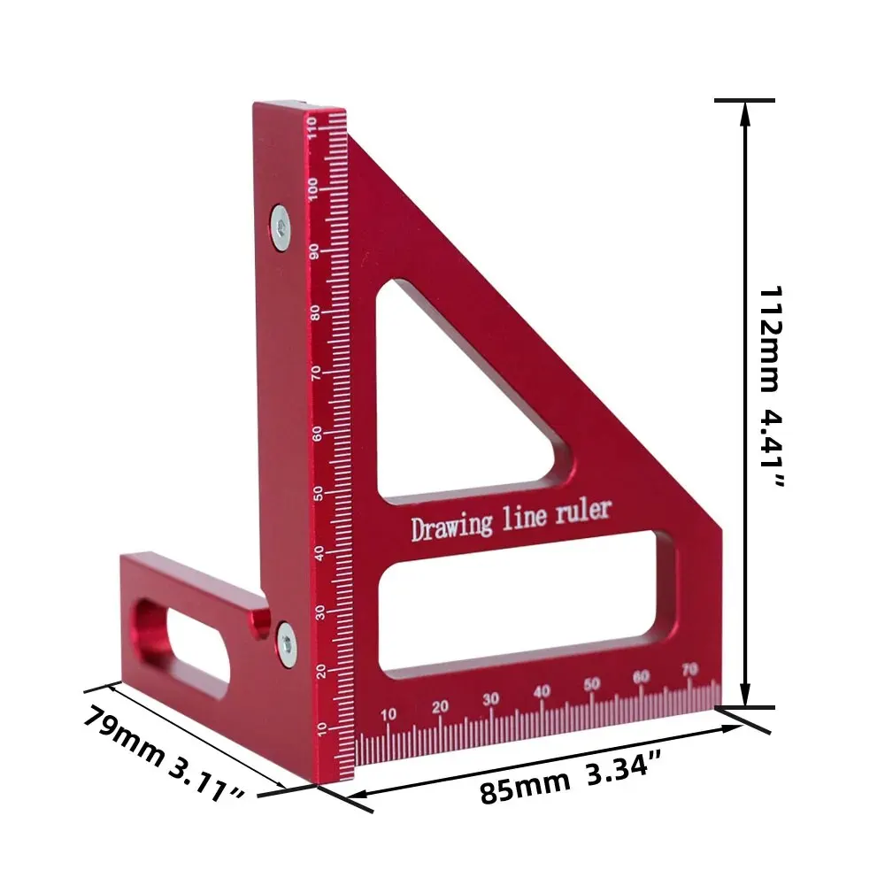 מד זוויות אלומיניום מקצועי 3D למדידת 45 ו-90 מעלות – תמונה 4
