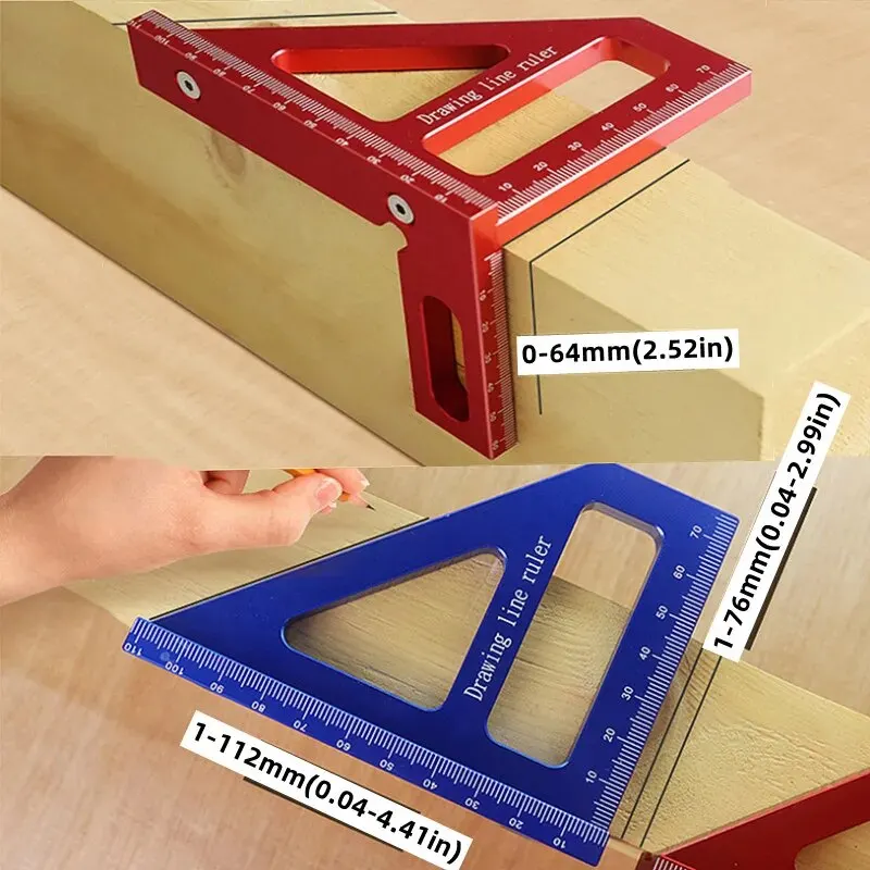 מד זוויות אלומיניום מקצועי 3D למדידת 45 ו-90 מעלות – תמונה 5