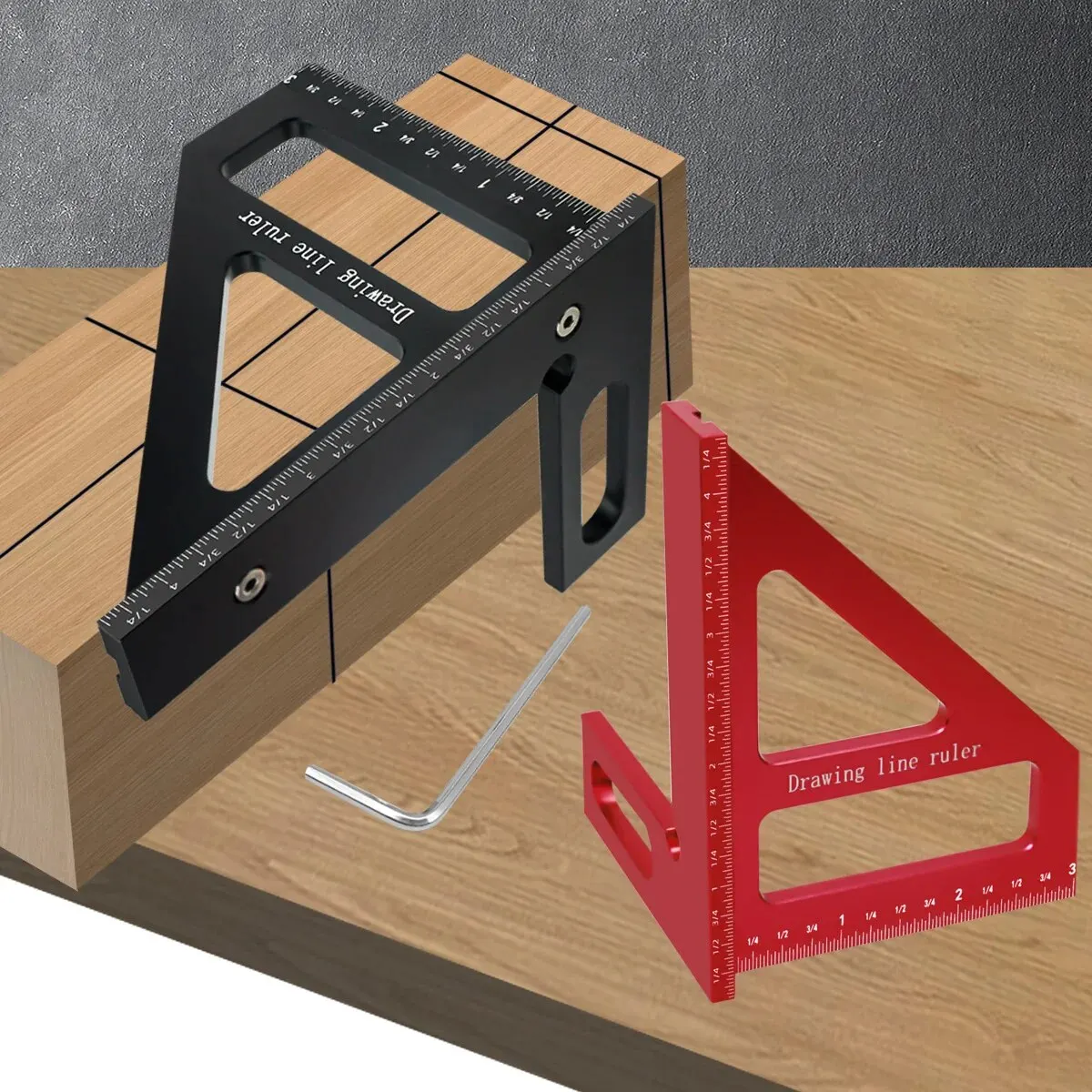 מד זוויות אלומיניום מקצועי 3D למדידת 45 ו-90 מעלות – תמונה 6