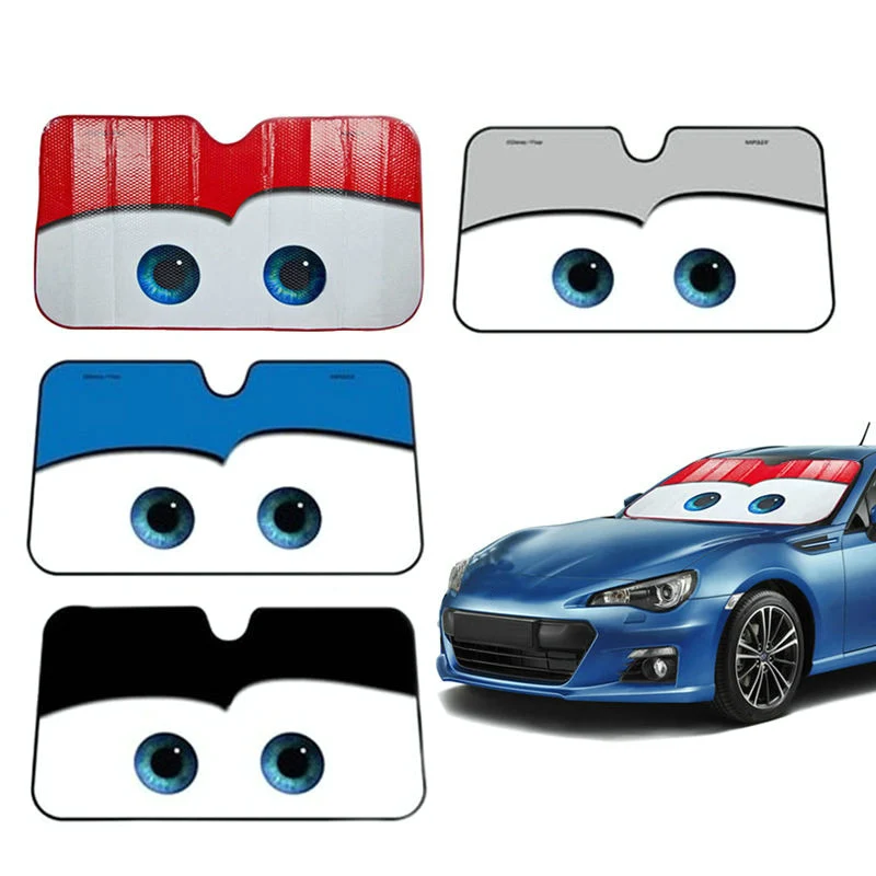 מגן שמש לרכב עם עיצוב עיניים וכוסות יניקה לשמשה – תמונה 4