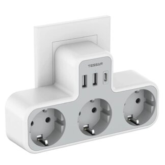 מפצל שקע חכם עם 3 שקעים, 2 USB ו-Type C