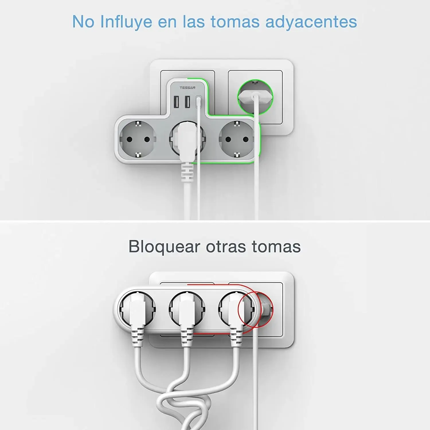 מפצל שקע חכם עם 3 שקעים, 2 USB ו-Type C – תמונה 2