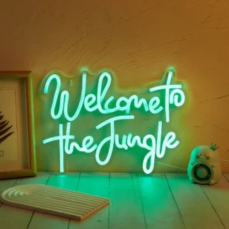 שלט ניאון USB ירוק Welcome to the Jungle לעיצוב הבית