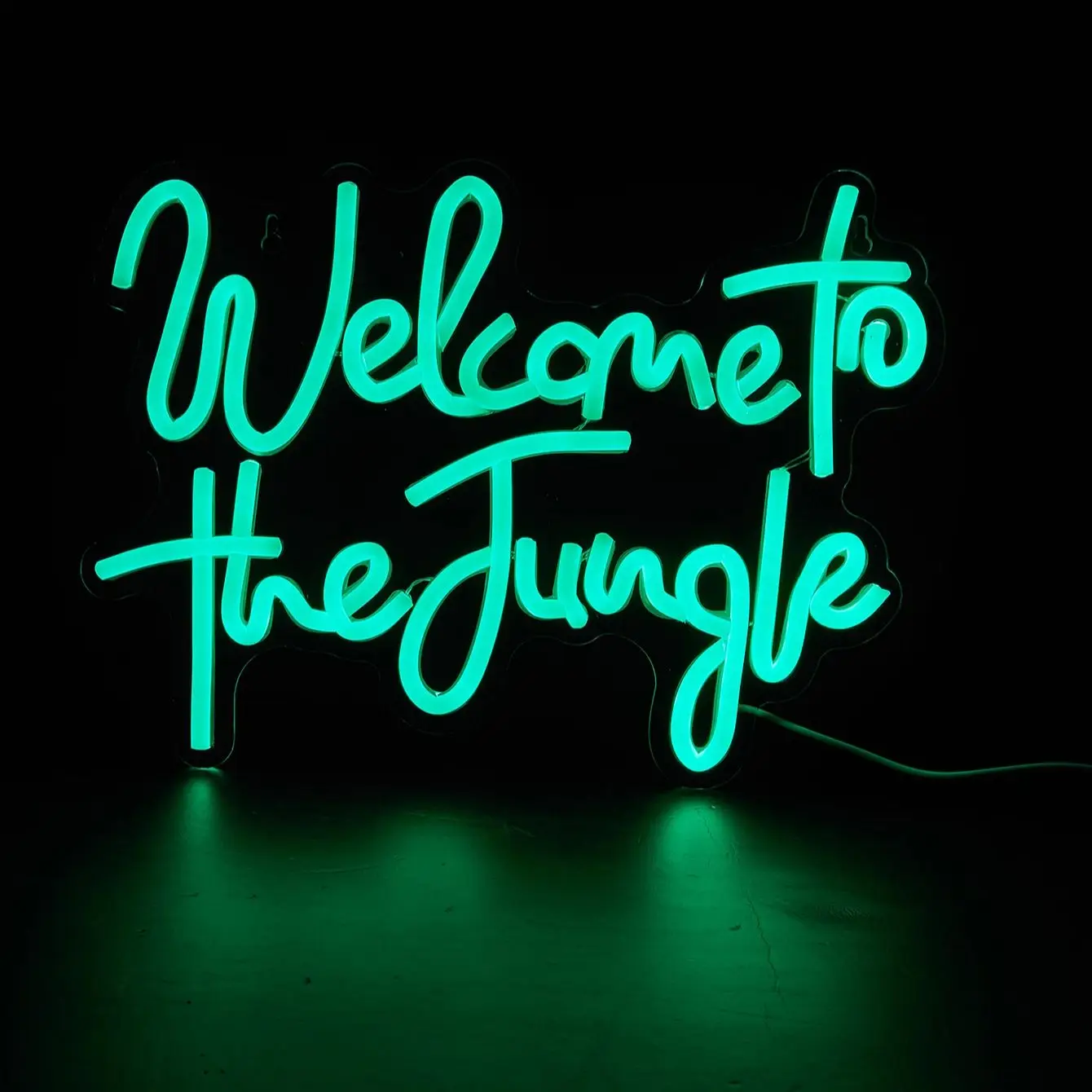 שלט ניאון USB ירוק Welcome to the Jungle לעיצוב הבית – תמונה 3