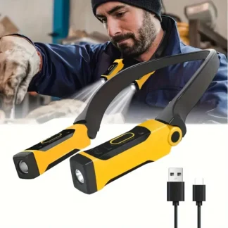 פנס לד נטען לצוואר עם זרועות גמישות לקמפינג וקריאה