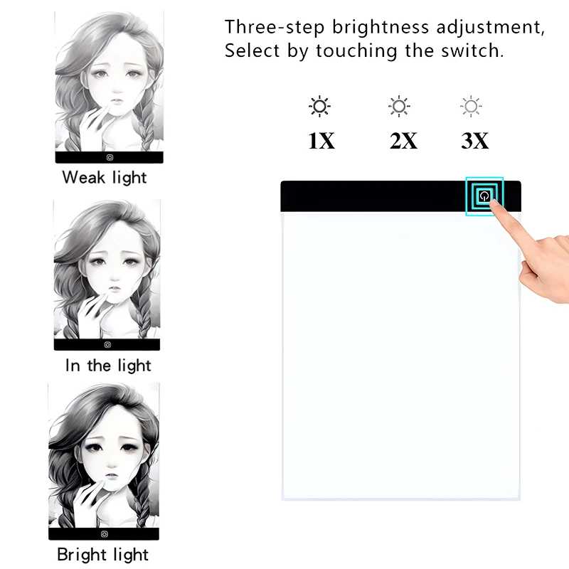 לוח שרטוט שקוף A3 עם תאורת LED מתכווננת לציור והעתקה – תמונה 3