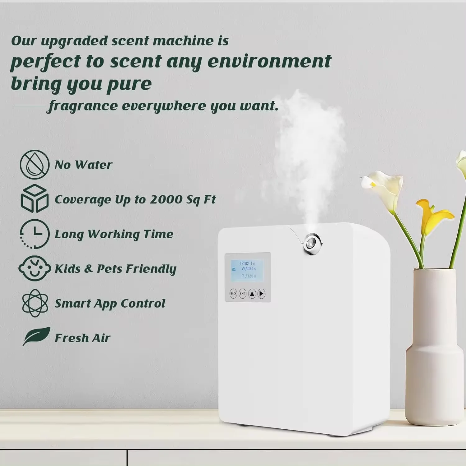 מפזר ריח חכם WiFi לשליטה מרחוק – כיסוי 120 מר – תמונה 2