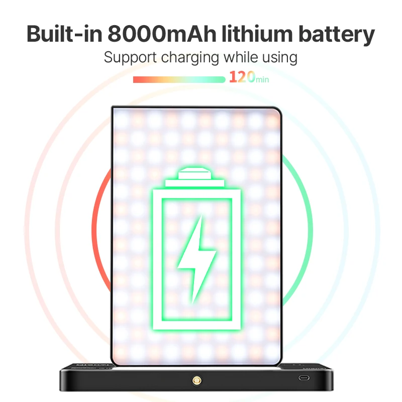 פאנל תאורה RGB לצילום עם 266 LED וסוללה 8000mAh – תמונה 2