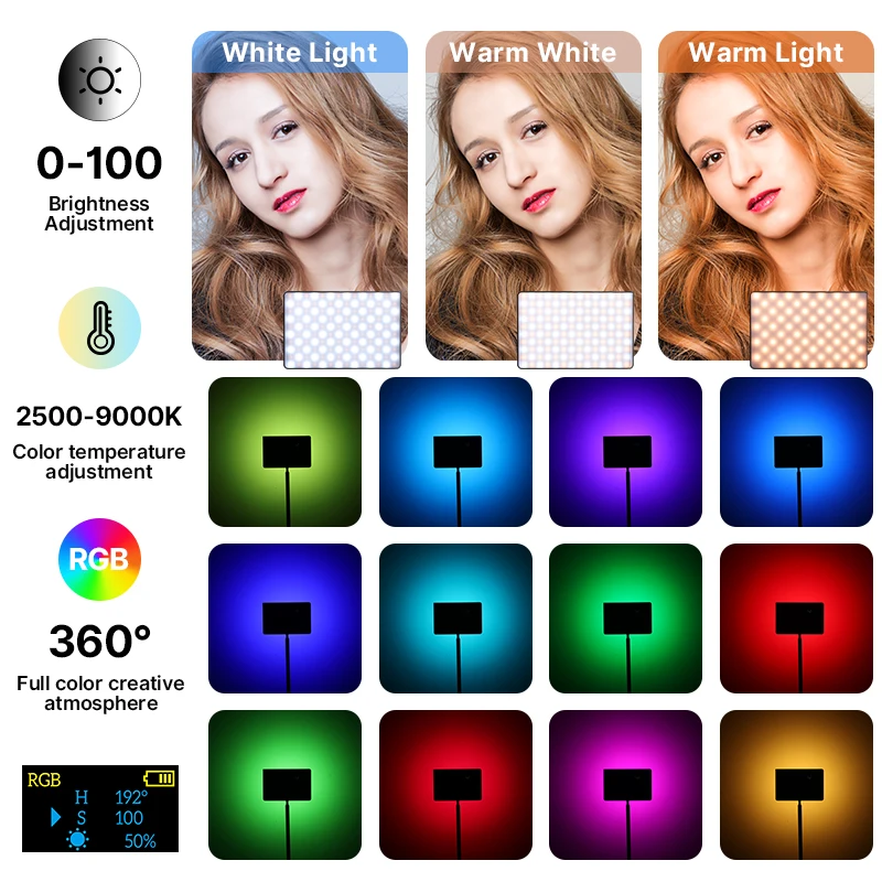 פאנל תאורה RGB לצילום עם 266 LED וסוללה 8000mAh – תמונה 3