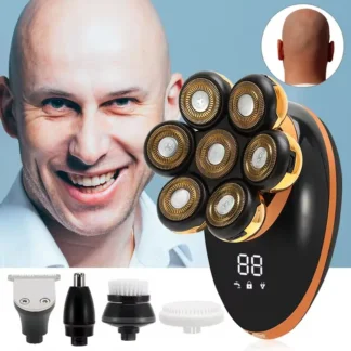 מכונת גילוח חשמלית 7D לגברים – יבש ורטוב עם LCD