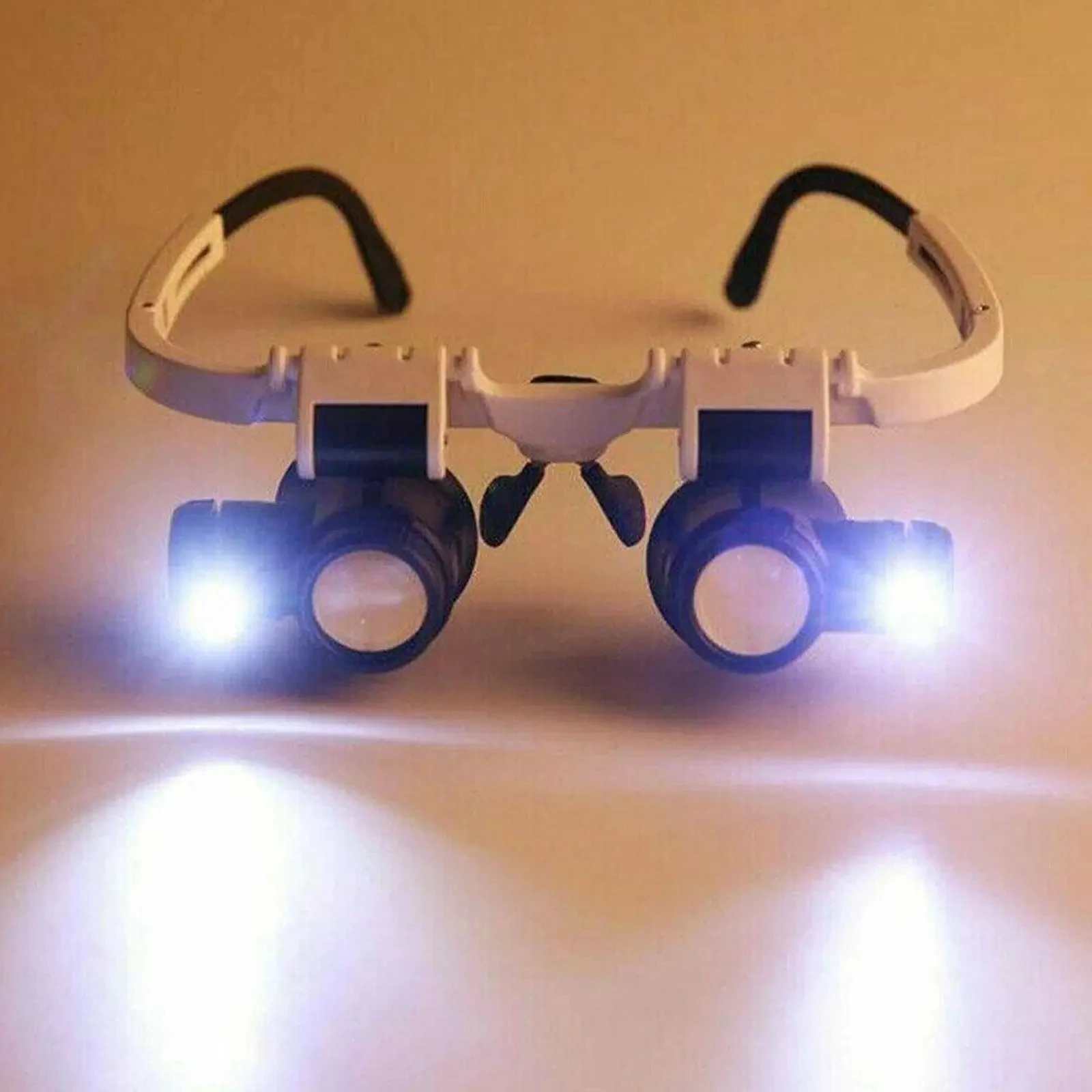 משקפיים זכוכית מגדלת LED עם עדשות מתכווננות לתיקון תכשיטים – תמונה 5