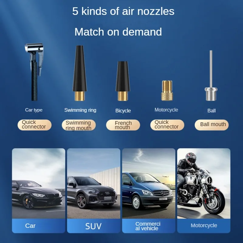 משאבת אוויר אלחוטית 150PSI עם מסך מגע וטעינת טלפון – תמונה 4
