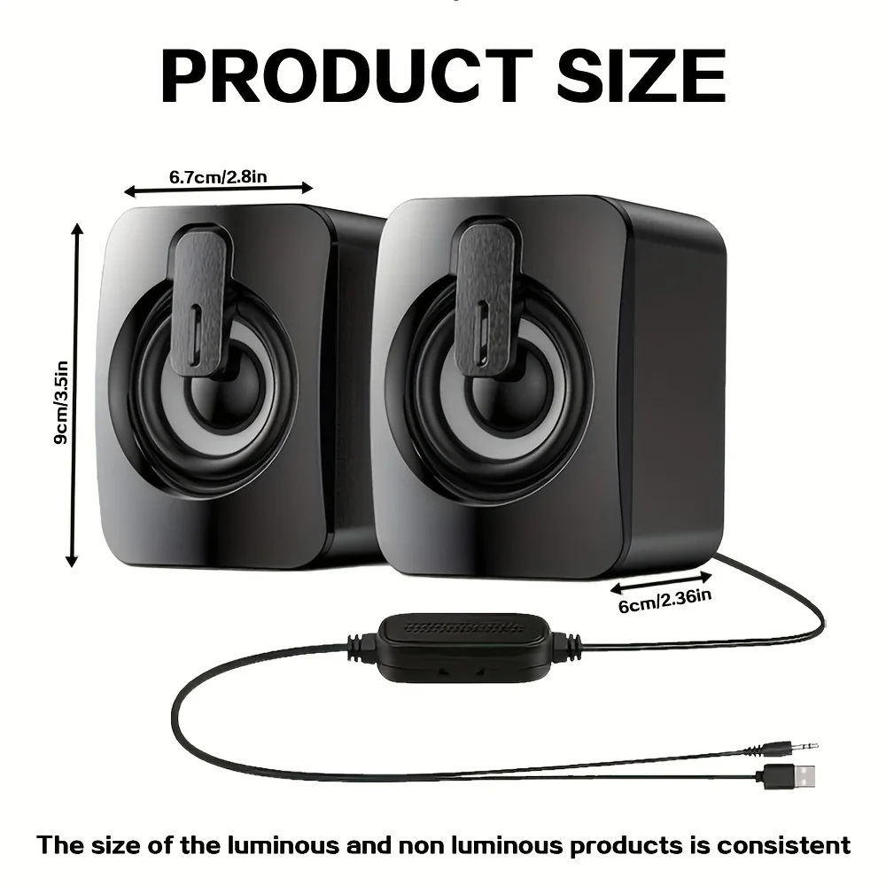 רמקולים למחשב HiFi סטריאו עם USB, LED ומיקרופון מובנה – תמונה 5