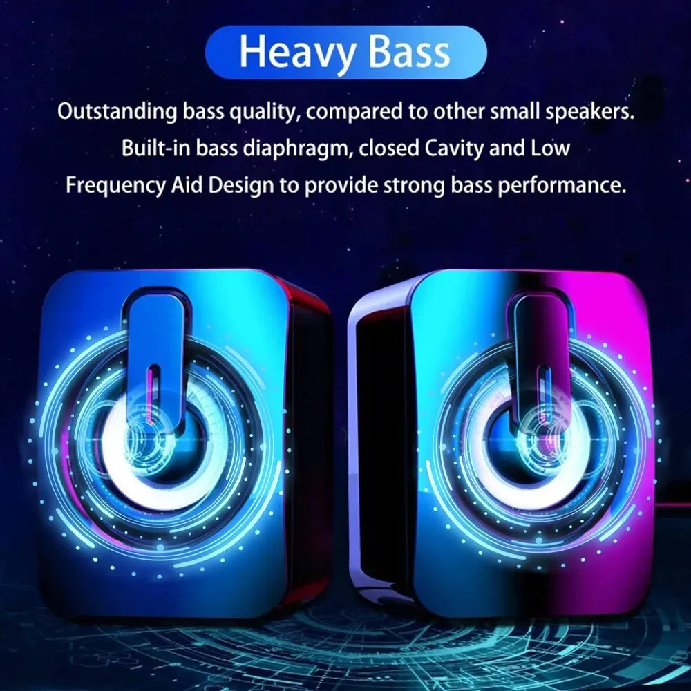 רמקולים למחשב HiFi סטריאו עם USB, LED ומיקרופון מובנה – תמונה 3
