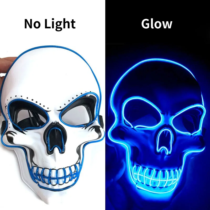 מסכת גולגולת LED מוארת לתחפושות וחגים – תמונה 6