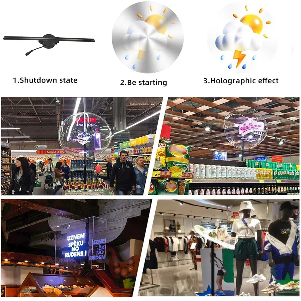 מאוורר הולוגרמה 3D בגודל 42 סמ עם WiFi לעסקים ואירועים – תמונה 3