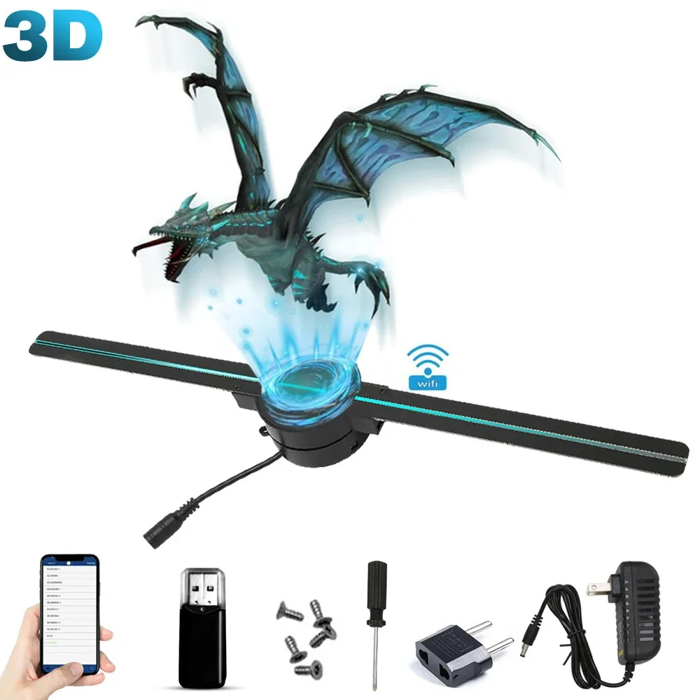 מאוורר הולוגרמה 3D בגודל 42 סמ עם WiFi לעסקים ואירועים – תמונה 7
