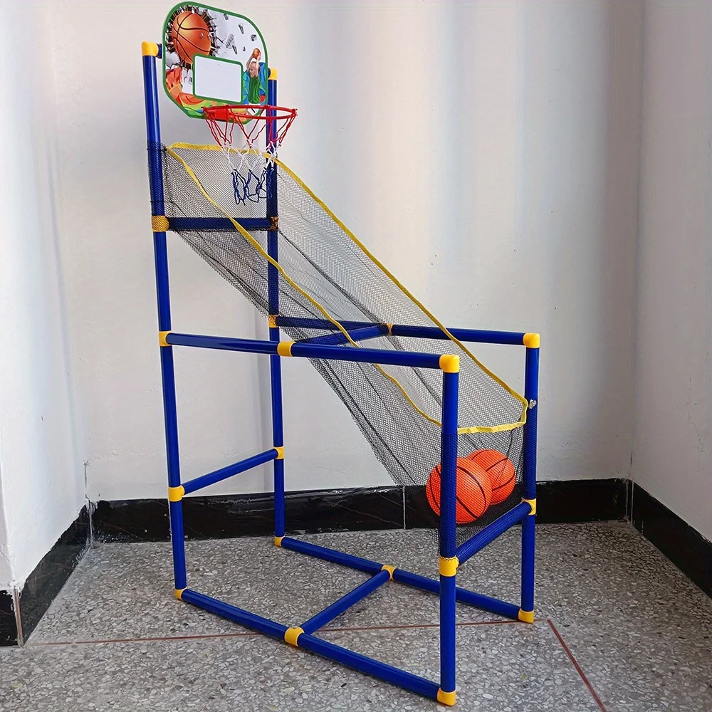 עמדת כדורסל עם סל מתכוונן, 2 כדורים ומשאבה – תמונה 6