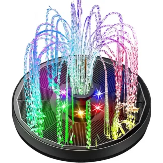 מזרקת מים סולארית לגינה עם תאורת LED – חסכונית ועיצובית