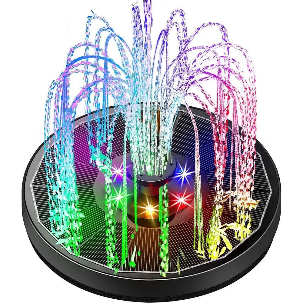 מזרקת מים סולארית לגינה עם תאורת LED – חסכונית ועיצובית