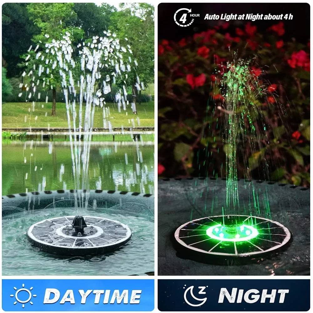 מזרקת מים סולארית לגינה עם תאורת LED – חסכונית ועיצובית – תמונה 2