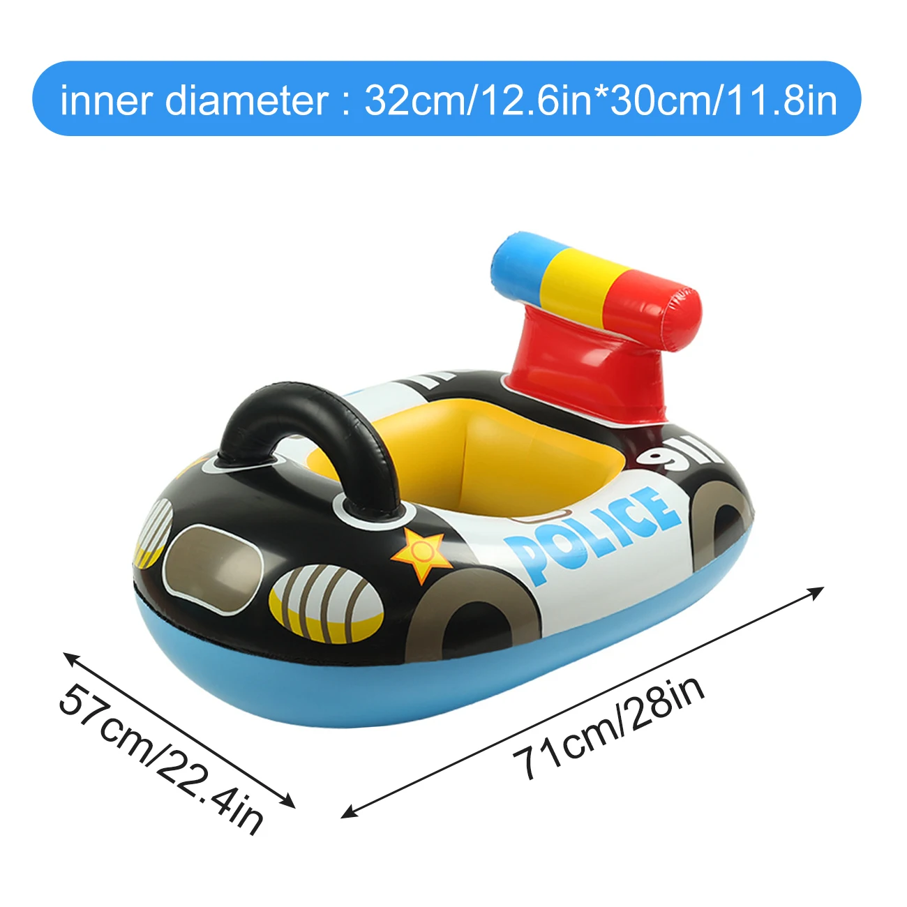 מצוף סירה לבריכה בצורת ניידת משטרה לילדים עם ידית – תמונה 4