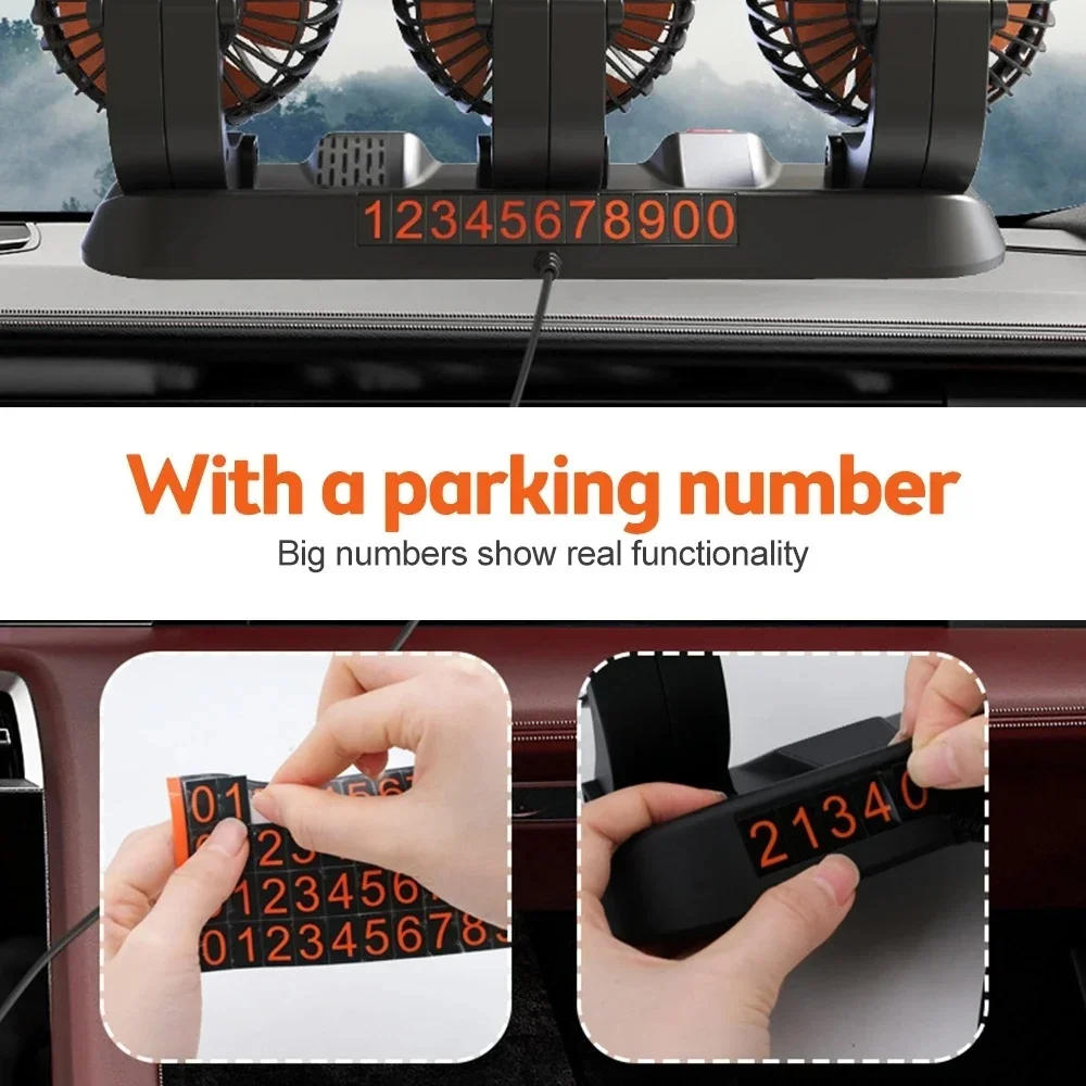 מאוורר USB לרכב, בית ומשרד עם 3 ראשים סובבים 360° – תמונה 5