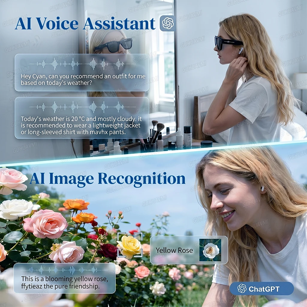 משקפי AI חכמים עם מצלמת 4K 8MP, 32GB ועמידות במים – תמונה 4